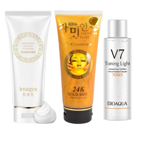 - Facial Set with Cleanser - 24 Gold Peel off Mask and Tonner - SHOPEE MALL | Sri Lanka