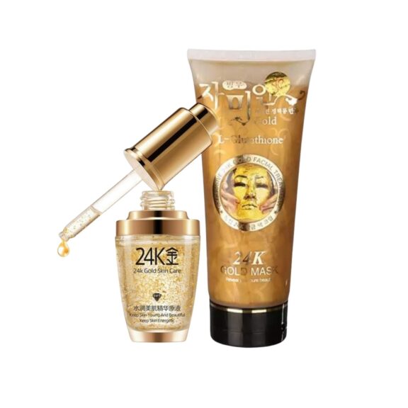 Korea 24k Gold Mask L-Glutathione & BIOAQUA 24K Gold Serum for Moisturizing 2 in 1 Bundle - SHOPEE MALL | Sri Lanka