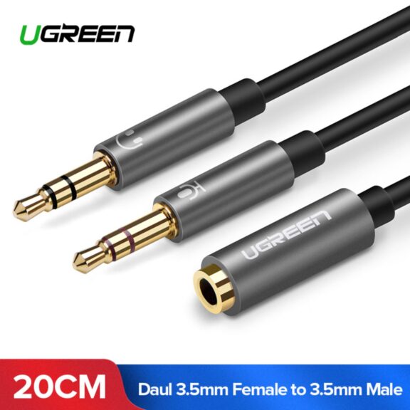 UGREEN 3.5mm Female to 2 Male Headphone Mic Audio Y Splitter Cable with Aluminum alloycase - SHOPEE MALL | Sri Lanka