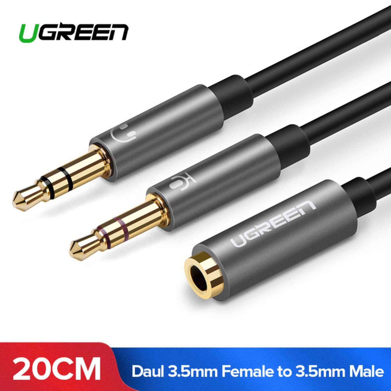 UGREEN 3.5mm Female to 2 Male Headphone Mic Audio Y Splitter Cable with ...