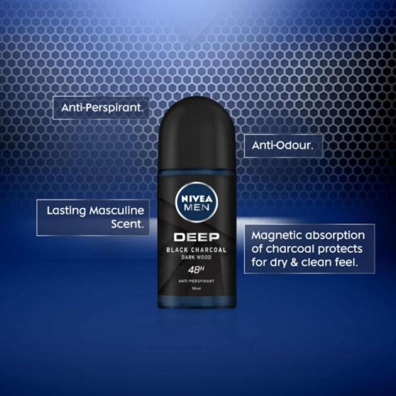 - NIVEA MEN Deep Black Charcoal Dark Wood Deodorant 50ml - SHOPEE MALL | Sri Lanka
