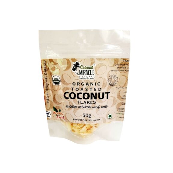 COCONUT MIRACLE Organic Toasted Coconut Flakes – 50g - SHOPEE MALL | Sri Lanka