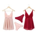 body shapewear - Lace High Waist Deep V Neck Nighties Sleepwear Lingerie Set - Elegant and Comfortable - SHOPEE MALL | Sri Lanka