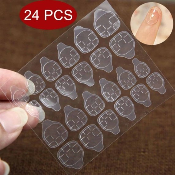 Nail Glue Sticker - Strong Nail Glue Stickers: 4 Sheets of Easy-to-Apply, Double Sided Adhesive (96 Stickers) - SHOPEE MALL | Sri Lanka