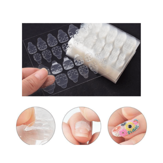Nail Glue Sticker - Strong Nail Glue Stickers: 4 Sheets of Easy-to-Apply, Double Sided Adhesive (96 Stickers) - SHOPEE MALL | Sri Lanka