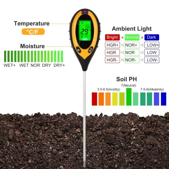 Soil Tester - Digital 4-in-1 Soil Tester | Moisture, pH, Temperature, Sunlight - SHOPEE MALL | Sri Lanka